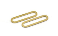 Pirinç Oval Charm, 12 Ham Pirinç Oval Charm, Küpe Charm'ları (35x9x1mm) A4793