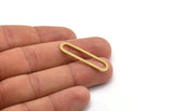 Pirinç Oval Charm, 12 Ham Pirinç Oval Charm, Küpe Charm'ları (35x9x1mm) A4793