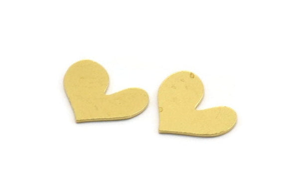 Brass Heart Blank, 24 Raw Brass Heart Blanks, Stamping Blanks (11x14x0.60mm) A4817