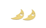 Brass Moon Charm, 12 Raw Brass Crescent Moon Charms (23x9x0.60mm) A4815