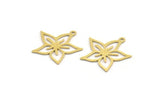 Brass Flower Charm, 24 Raw Brass Flower Shaped Charms With 1 Loop, Findings (22x21x0.60mm) A4853