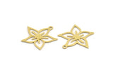 Brass Flower Charm, 24 Raw Brass Flower Shaped Charms With 1 Loop, Findings (22x21x0.60mm) A4853