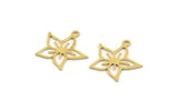 Brass Flower Charm, 24 Raw Brass Flower Shaped Charms With 1 Loop, Findings (17x17x0.60mm) A4851