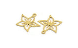 Brass Flower Charm, 24 Raw Brass Flower Shaped Charms With 1 Loop, Findings (17x17x0.60mm) A4851