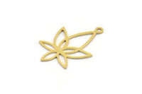 Brass Flower Charm, 24 Raw Brass Flower Charms With 2 Loops, Brass Connectors (26x17x0.60mm) A4854
