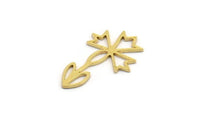 Brass Flower Charm, 50 Raw Brass Flower Charms (20x12x0.60mm) A4918
