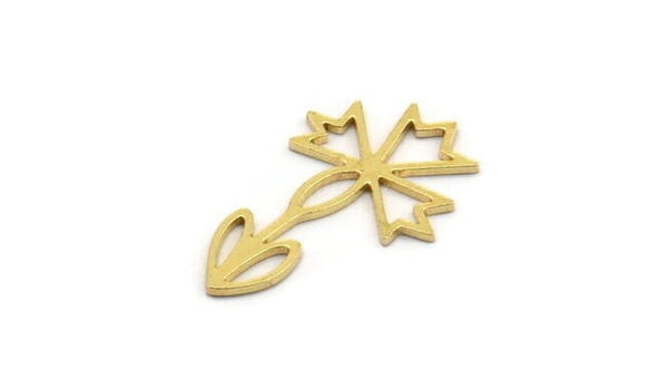 Brass Flower Charm, 50 Raw Brass Flower Charms (20x12x0.60mm) A4918