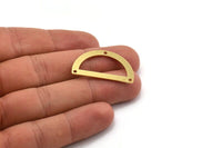 Yarım Daire Charm, 3 Delikli 8 Ham Pirinç Yarım Ay Bağlantı Parçası (33x19x0,80 mm) A4846