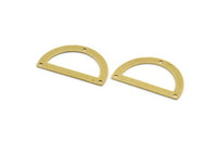 Yarım Daire Charm, 3 Delikli 8 Ham Pirinç Yarım Ay Bağlantı Parçası (33x19x0,80 mm) A4846