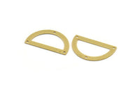 Yarım Daire Charm, 3 Delikli 8 Ham Pirinç Yarım Ay Bağlantı Parçası (33x19x0,80 mm) A4846