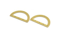 Yarım Daire Charm, 6 Delikli 8 Ham Pirinç Yarım Ay Bağlantı Parçası (33x19x0,80 mm) A4847