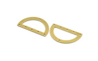 Yarım Daire Charm, 6 Delikli 8 Ham Pirinç Yarım Ay Bağlantı Parçası (33x19x0,80 mm) A4847