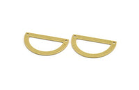 Yarım Daire Charm, 2 Delikli 8 Ham Pirinç Yarım Ay Bağlantı Parçası (33x19x0,80 mm) A4849