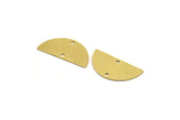 Semi Circle Charm, 8 Raw Brass Half Moon Charms With 2 Holes, Stamping Blanks (26x12x0.80mm) A4836