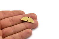 Semi Circle Charm, 8 Raw Brass Half Moon Charms With 2 Holes, Stamping Blanks (26x12x0.80mm) A4836