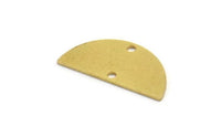 Semi Circle Charm, 8 Raw Brass Half Moon Charms With 2 Holes, Stamping Blanks (26x12x0.80mm) A4836