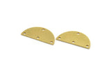 Semi Circle Charm, 8 Raw Brass Half Moon Charms With 4 Holes, Stamping Blanks (26x12x0.80mm) A4830