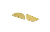 Semi Circle Charm, 8 Raw Brass Half Moon Charms With 4 Holes, Stamping Blanks (26x12x0.80mm) A4830