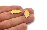 Brass Leaf Charm, 12 Raw Brass Leaf Charms With 1 Loop, Findings (25x12x0.60mm) A4956