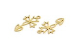 Brass Flower Charm, 50 Raw Brass Flower Charms With 1 Loop (22x12x0.60mm) A4920