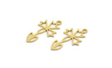 Brass Flower Charm, 50 Raw Brass Flower Charms With 1 Loop (22x12x0.60mm) A4920