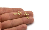 Brass Flower Charm, 50 Raw Brass Flower Charms With 1 Loop (22x12x0.60mm) A4920