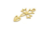 Brass Flower Charm, 50 Raw Brass Flower Charms With 1 Loop (22x12x0.60mm) A4920