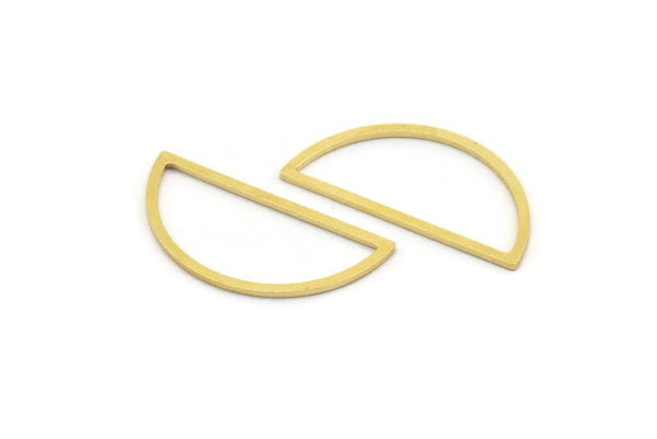 Brass Half Moon - 24 Raw Brass Semi Circle Connectors (12x26x0.80mm) A4831