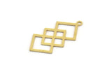 Brass Square Charm, 12 Raw Brass Square Charms With 1 Loop, Findings (30x15x0.60mm) A4889