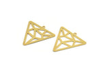 Brass Triangle Charm, 8 Raw Brass Triangle Shaped Charms With 1 Loop (33x32x0.60mm) A4871