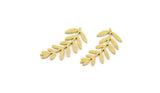 Brass Leaf Blank, 24 Raw Brass Branch Blanks, Charm Pendants (22x11x0.60mm) A4957