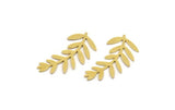 Brass Leaf Blank, 12 Raw Brass Branch Blanks, Charm Pendants (33x16x0.60mm) A4958