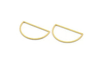 Semi Circle Charm, 24 Raw Brass Half Moon Charms (33x19x0.80mm) A4833