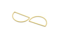 Semi Circle Charm, 24 Raw Brass Half Moon Charms (33x19x0.80mm) A4833