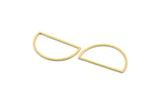 Semi Circle Charm, 24 Raw Brass Half Moon Charms (33x19x0.80mm) A4833