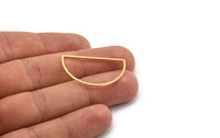 Semi Circle Charm, 24 Raw Brass Half Moon Charms (33x19x0.80mm) A4833