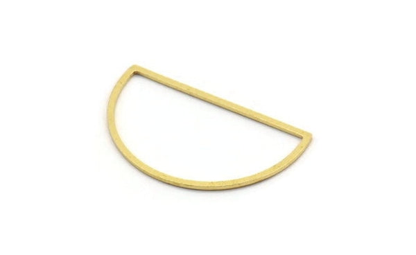 Semi Circle Charm, 24 Raw Brass Half Moon Charms (33x19x0.80mm) A4833