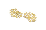 Brass Flower Charm, 24 Raw Brass Lotus Flower Charms With 1 Loop, Findings (17x25x0.60mm) A4931