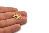 Brass Flower Charm, 24 Raw Brass Lotus Flower Charms With 1 Loop, Findings (17x25x0.60mm) A4931