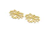Brass Flower Charm, 24 Raw Brass Lotus Flower Charms With 1 Loop, Findings (14x20x0.60mm) A4928