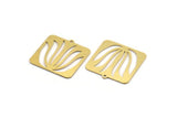 Brass Rectangle Charm, 6 Raw Brass Flower Patterned Rectangle Shaped Charms With 1 Loop, Findings (25x25x0.60mm) A4900