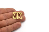 Brass Rectangle Charm, 6 Raw Brass Flower Patterned Rectangle Shaped Charms With 1 Loop, Findings (25x25x0.60mm) A4900