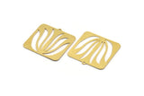 Brass Rectangle Charm, 4 Raw Brass Flower Patterned Rectangle Shaped Charms With 1 Loop, Findings (32x32x0.60mm) A4933