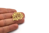 Brass Leaf Charm, 4 Raw Brass Branch Charms With 1 Loop, Charm Pendants (37x29x0.60mm) A4912