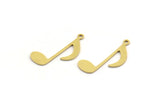 Brass Eighth Note Charm, 24 Raw Brass Eighth Note Shaped Charms With 1 Loop, Pendants, Earring Findings (20x8x0.60mm) A4888