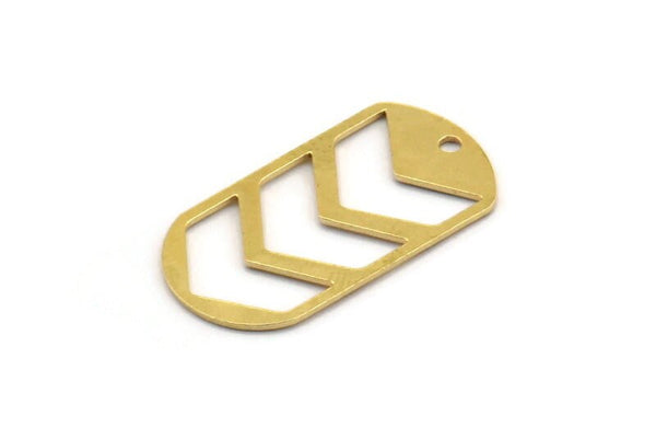 Brass Oval Charm, 12 Raw Brass Chevron Patterned Oval Shaped Charms With 1 Hole, Earring Charms (25x13x0.60mm) A4924