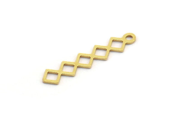Brass Ethnic Charm, 100 Raw Brass Ethnic Motif Charms With 1 Loop, Earring Charms (22x4.5x0.60mm) A4843