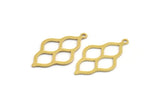 Brass Ethnic Charm, 24 Raw Brass Ethnic Motif Charms With 1 Loop, Earring Charms (28x16x0.60mm) A4891