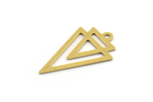 Brass Triangle Charm, 24 Raw Brass Triangle Shaped Charms With 1 Loop (22x13.5x0.60mm) A4886