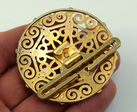 Vintage Swarovski Buckle, 1 Gold Plated Vintage Brass And Swarovski Belt Buckle, Findings (56mm) Y278
